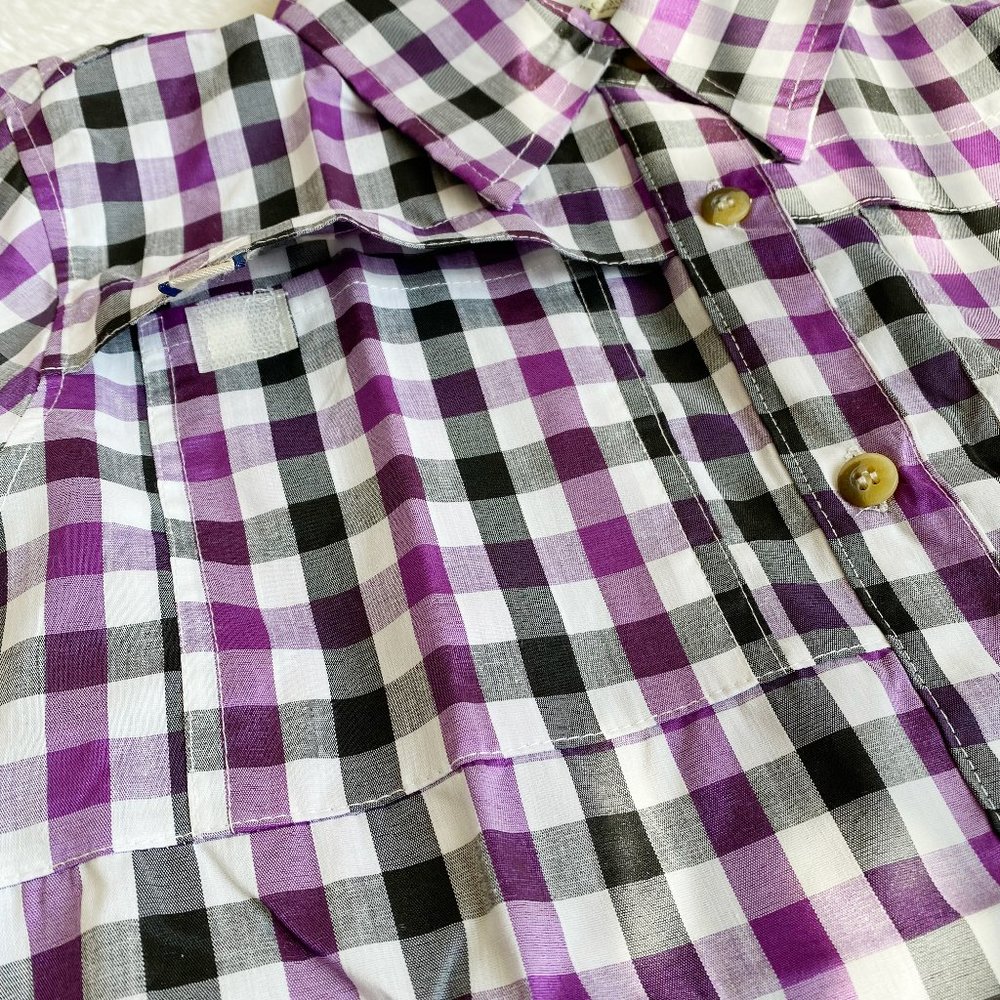 Columbia, Women's PFG Bonehead Short Sleeve Shirts, Purple Plaid, Size S / XL - Picture 3 of 12